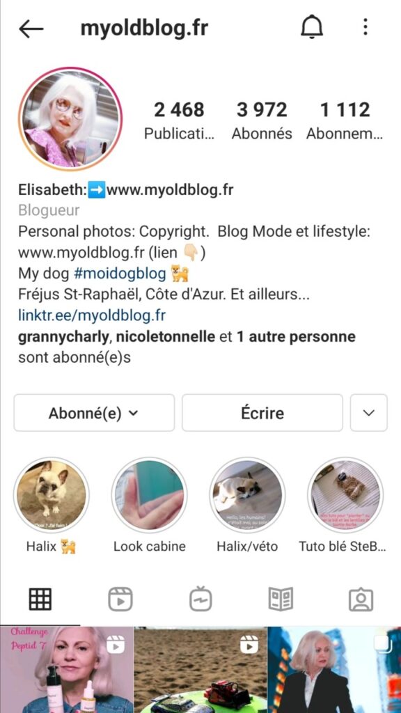 Compte Instagram Elisabeth MyOldBlog
